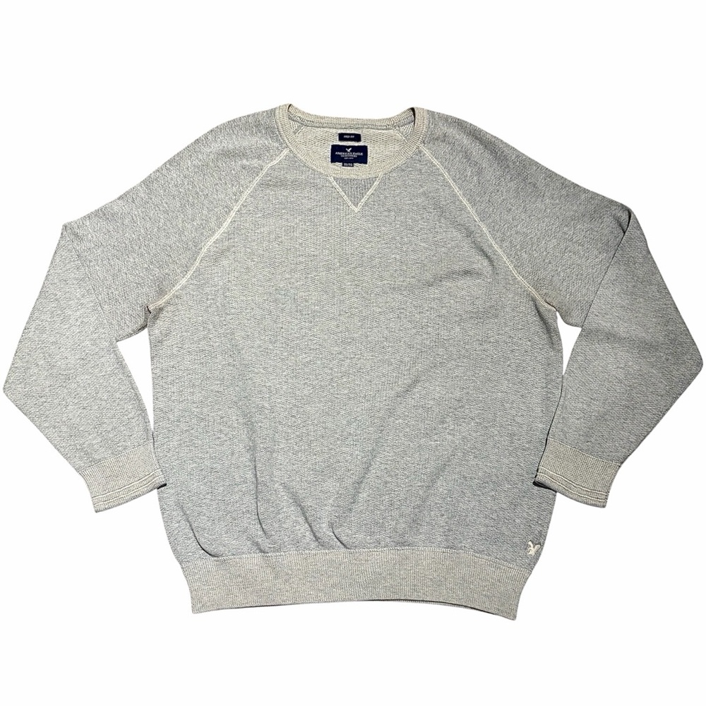 American Eagle Long Sleeve Pullover Crew Neck Prep Fit Sweater Gray XL